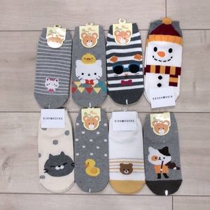 8 pairs of cute ankle socks from South Korea! Brand New with tags